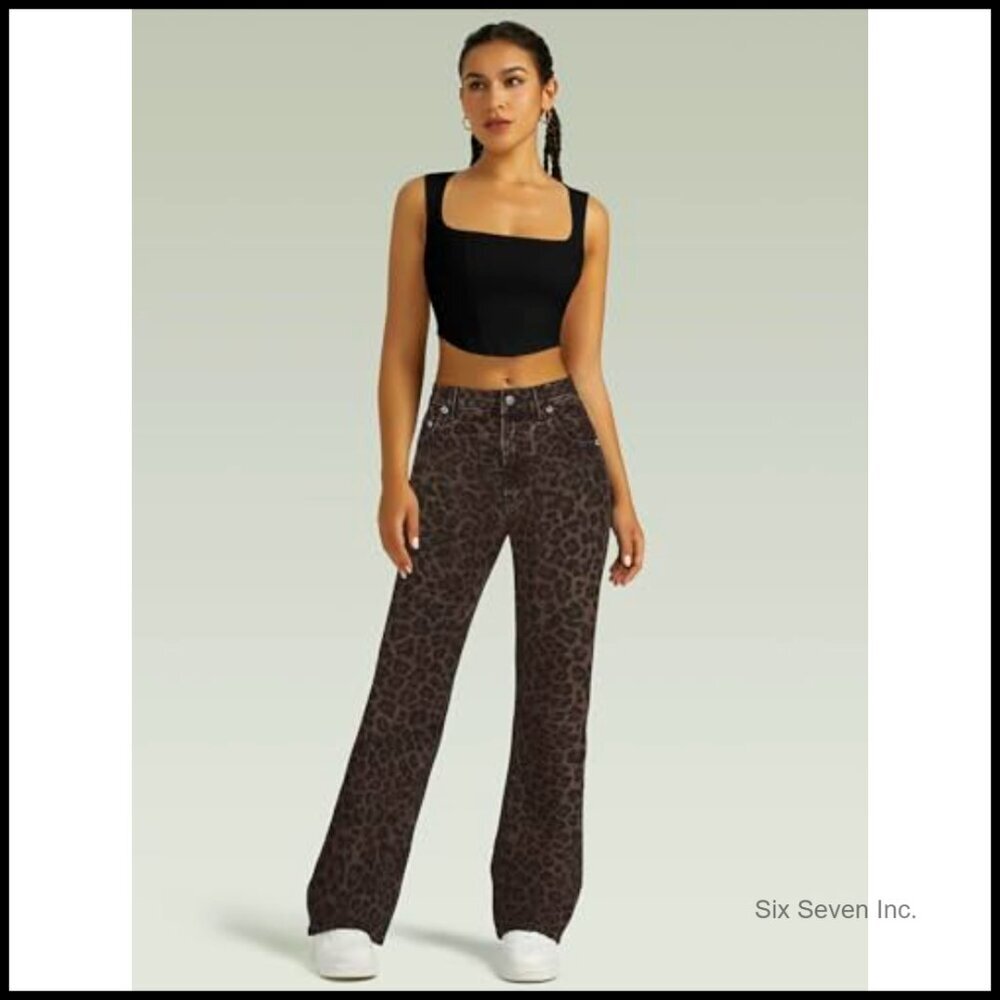 High Waisted Straight Leg Boyfriend Jeans, Microelastic Denim Pants - Picture 5 of 5